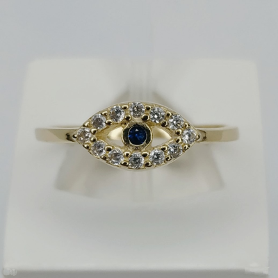 anel olho grego cravejado azul