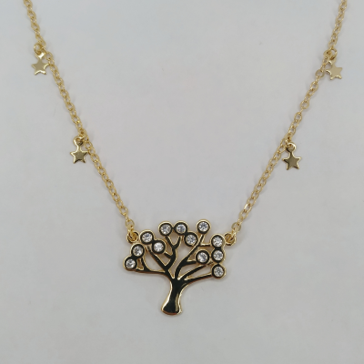 colar arvore da vida com estrelas cristal