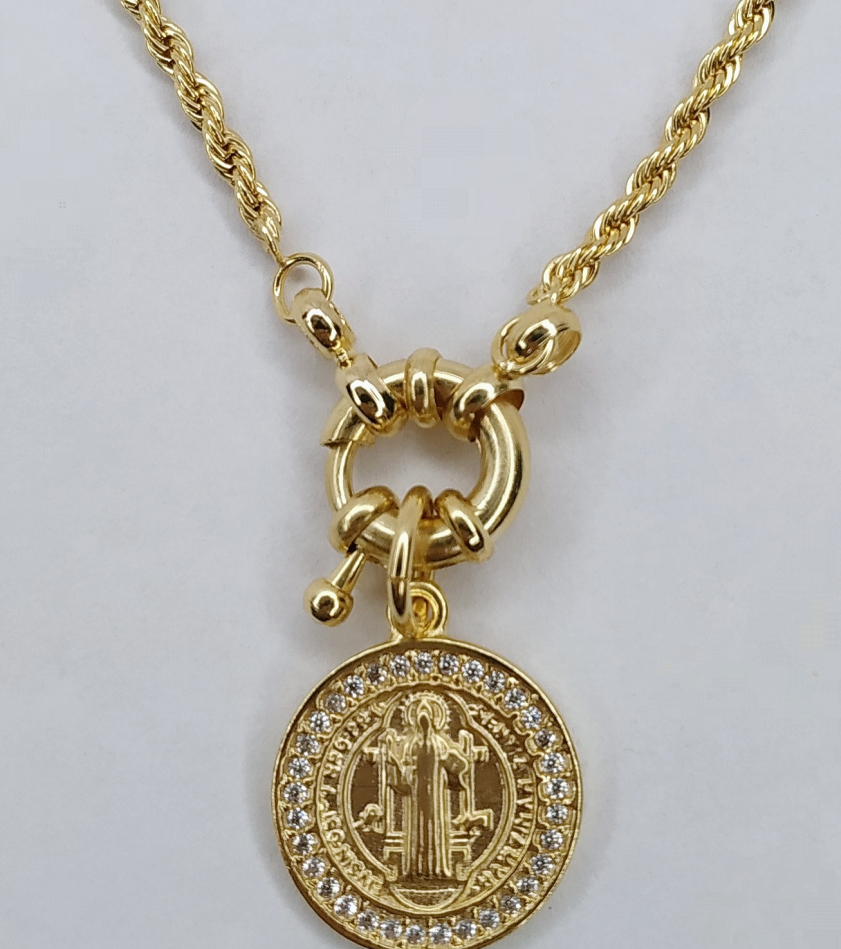 colar cordão baiano medalha são bento