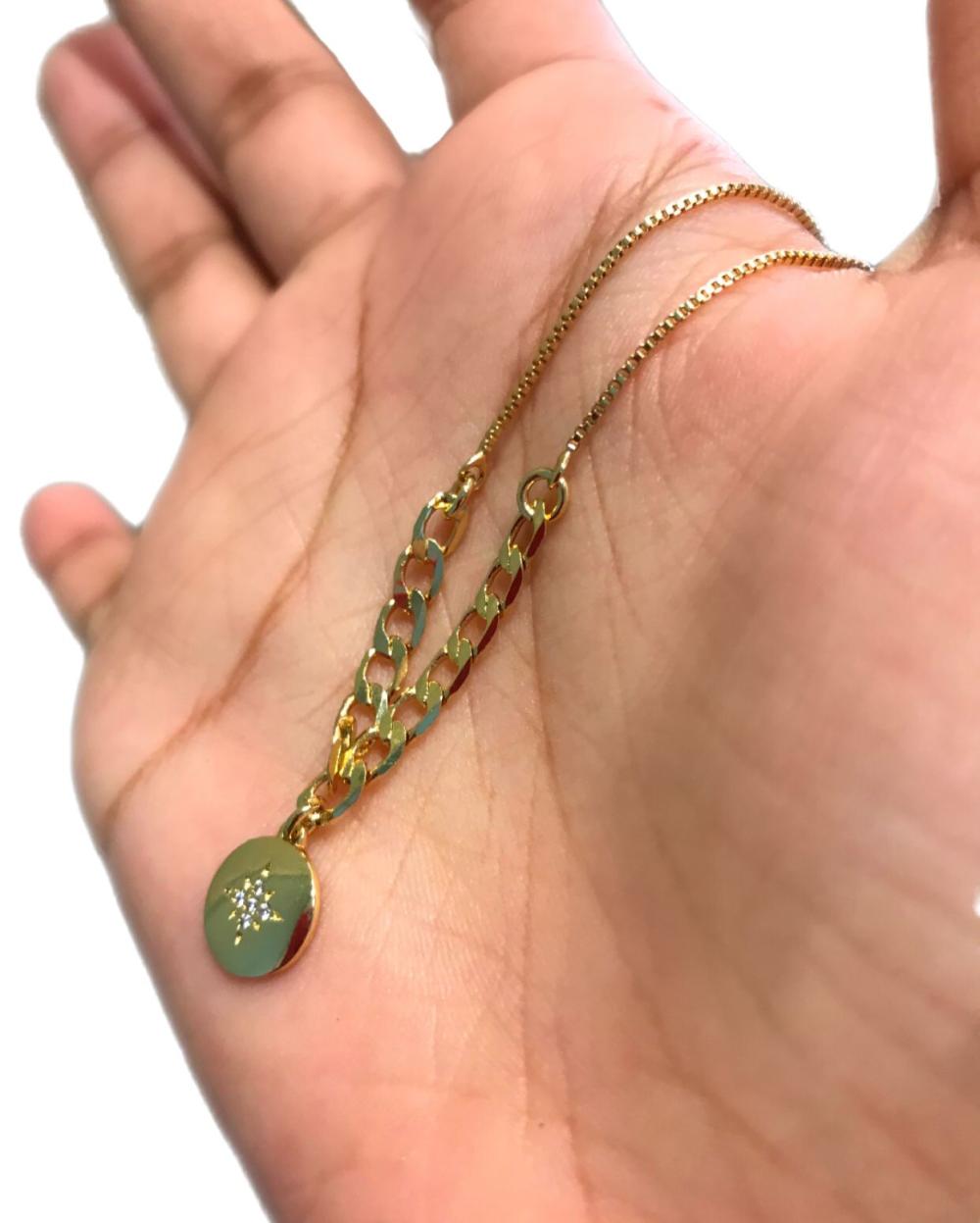 pulseira medalha  brilho cristal