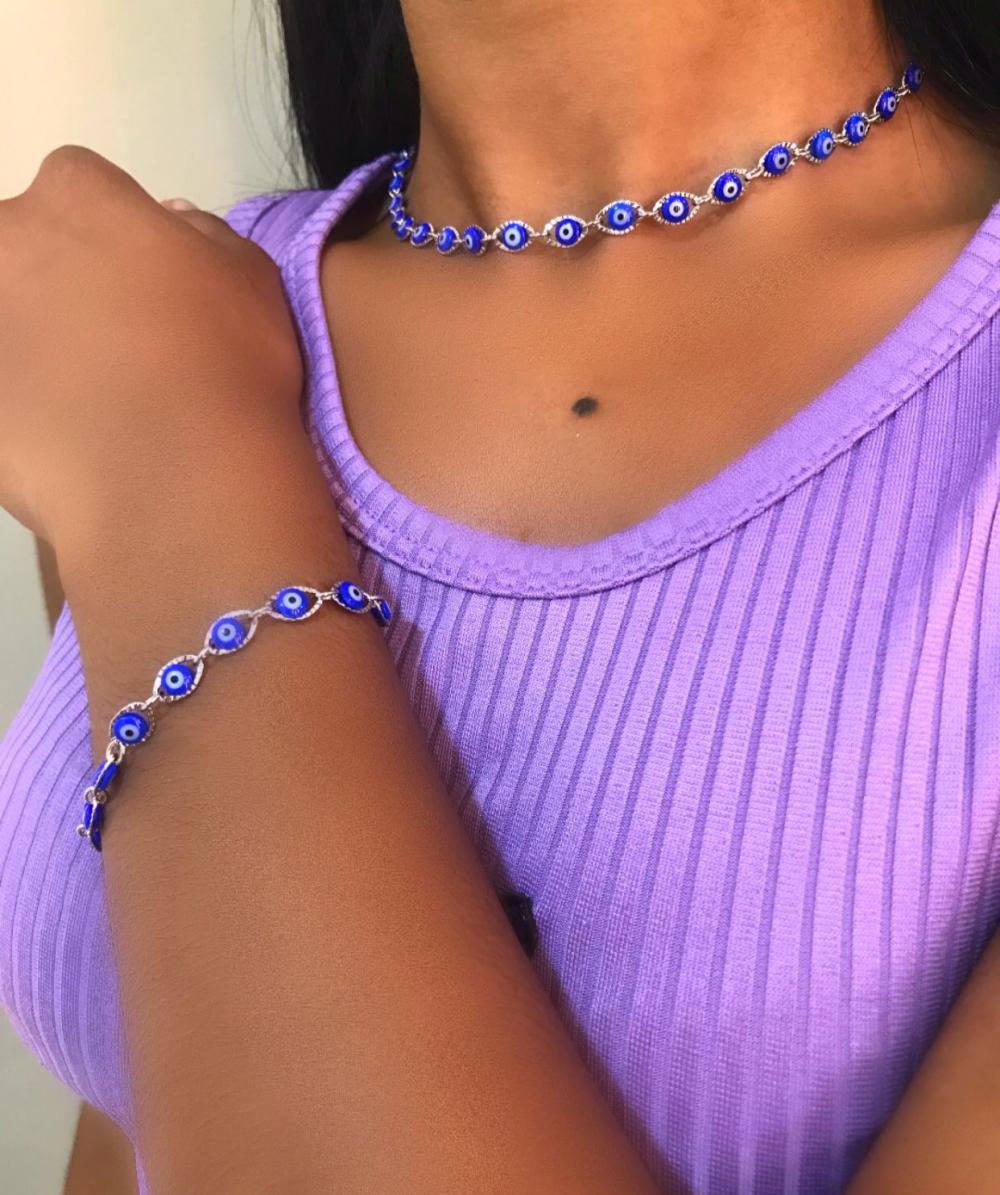 colar Choker olhos gregos