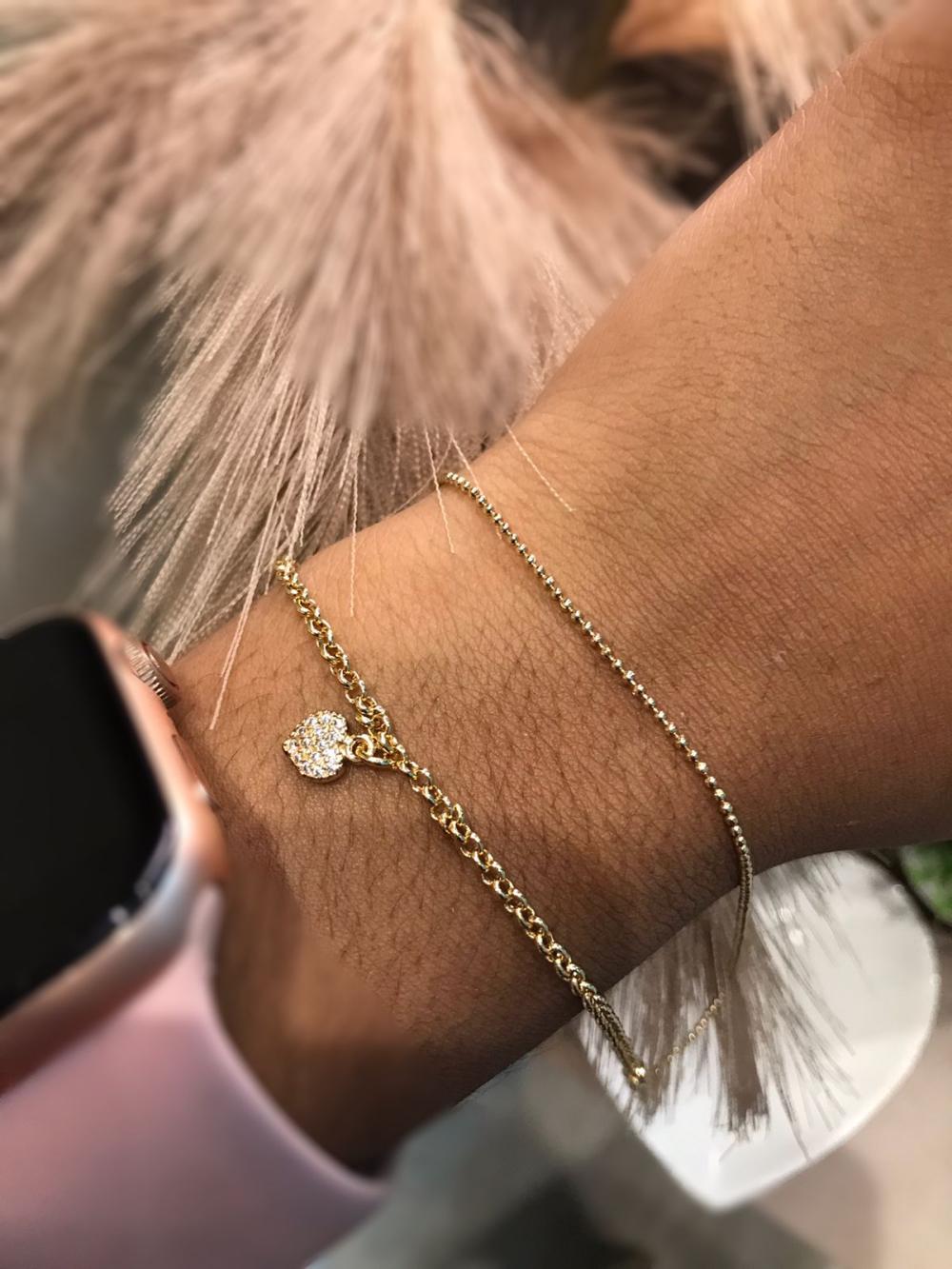 pulseira dupla com pingente coração