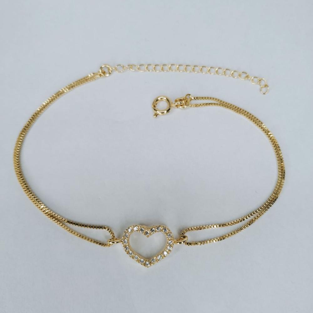 pulseira dupla com coração cristal