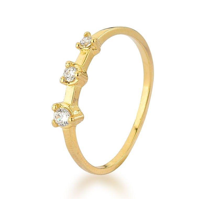 anel três pontos de luz cristal