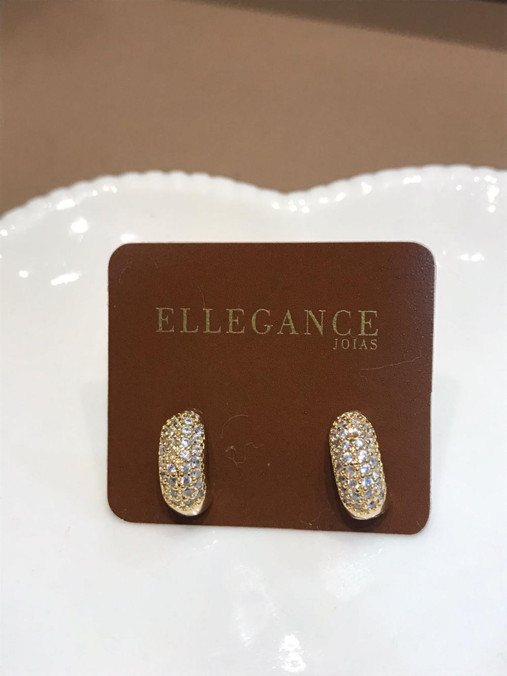 brinco meia argola cravejado pequeno