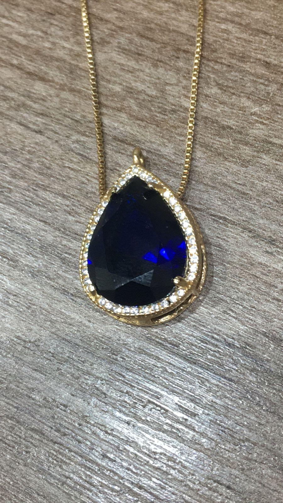 colar cristal azul marinho