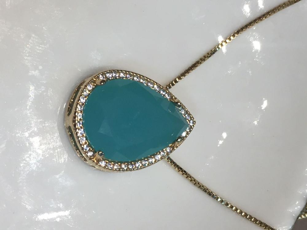 colar cristal turquesa