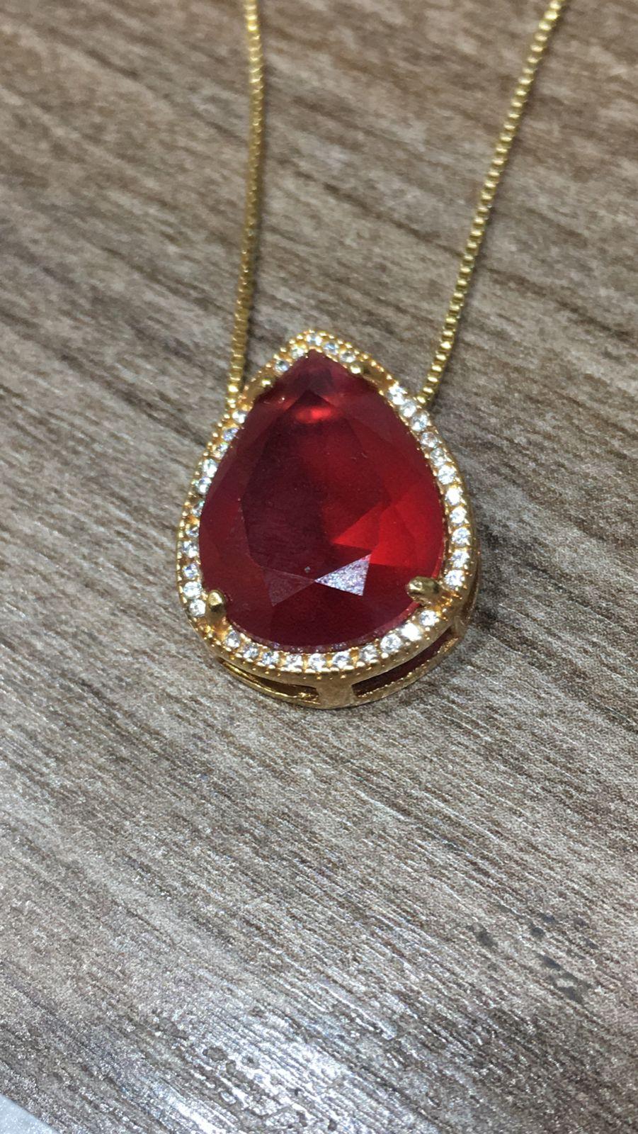 colar cristal vermelho