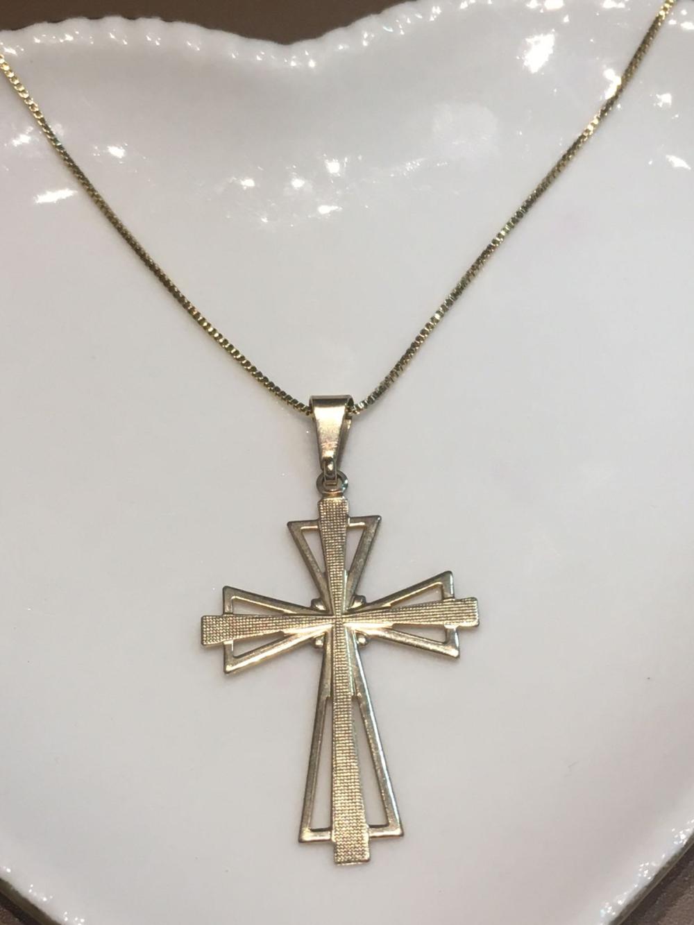 colar cruz dourado