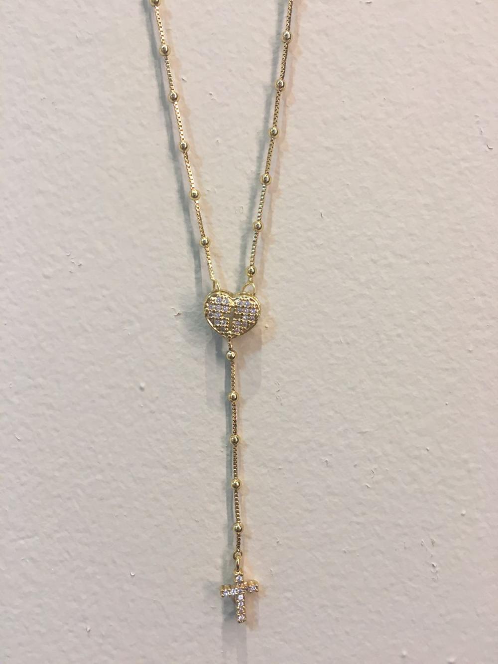 colar terço com zircônia cristal