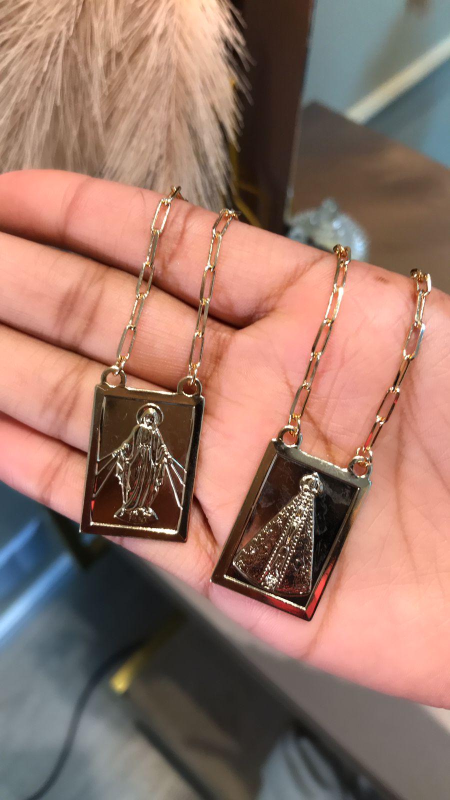 escapulário chapa grande  nossa senhora aparecida e jesus