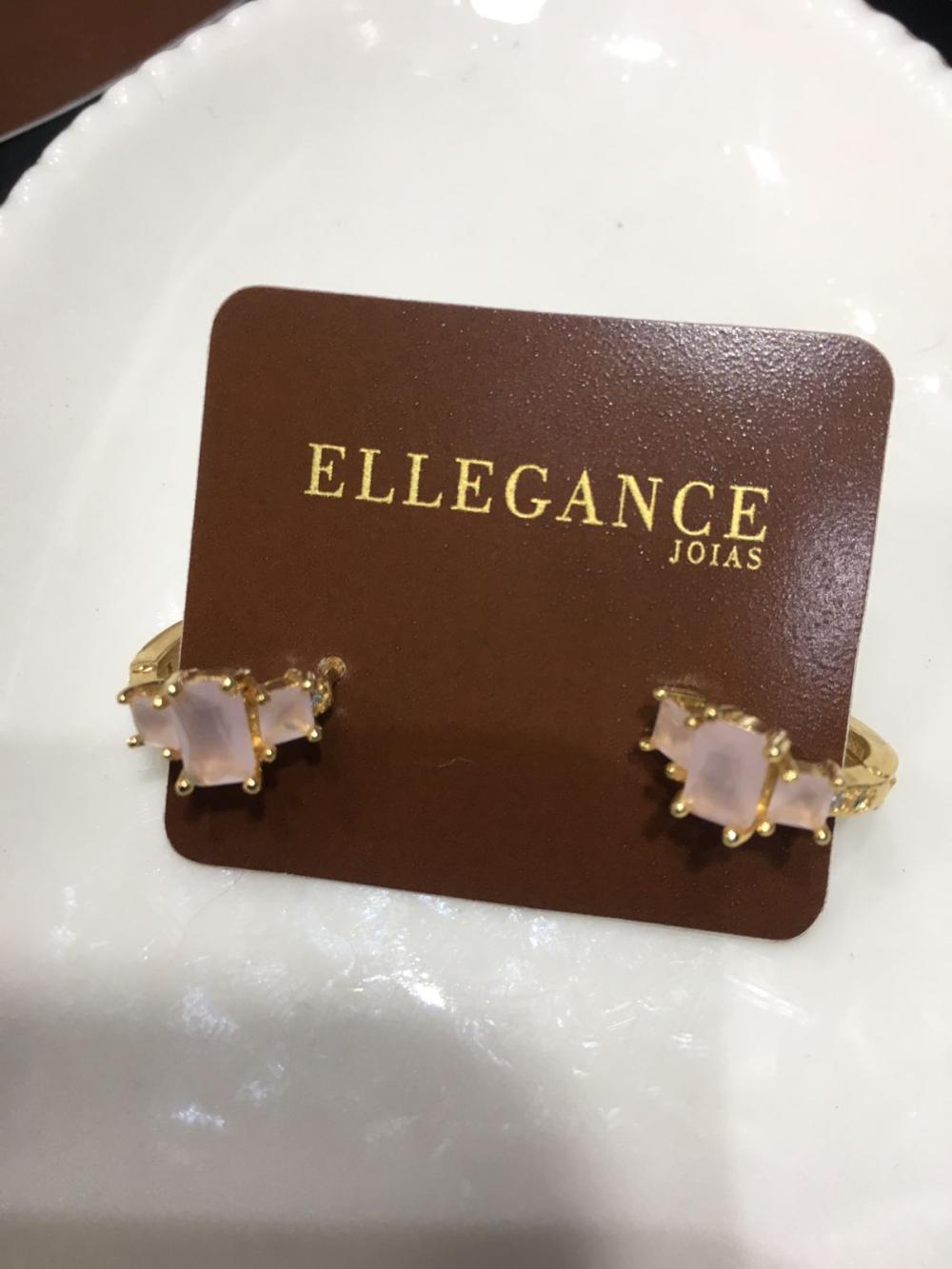 brinco argola de clique pedra rosa claro