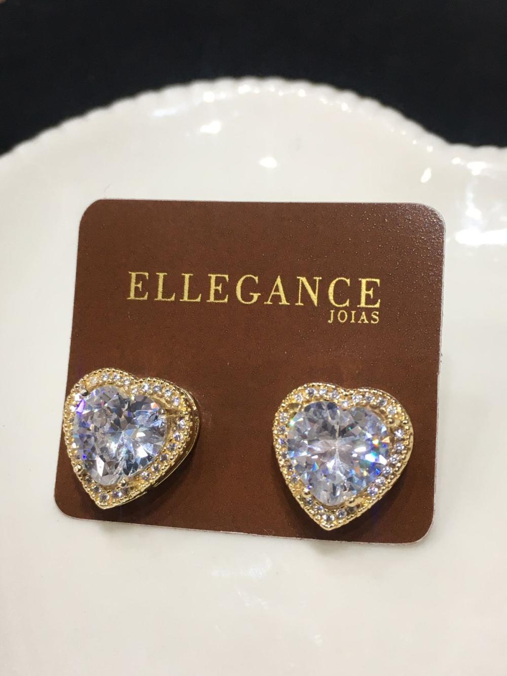 brinco coração cristal