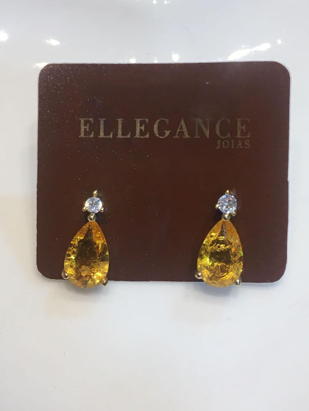 brinco pequeno cristal amarelo