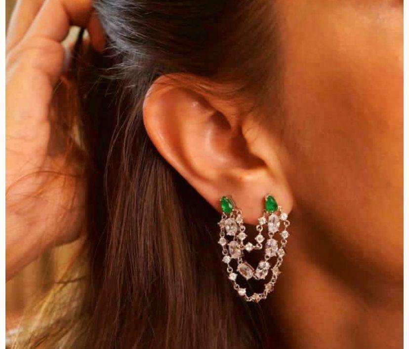 Brinco duplo cravejado