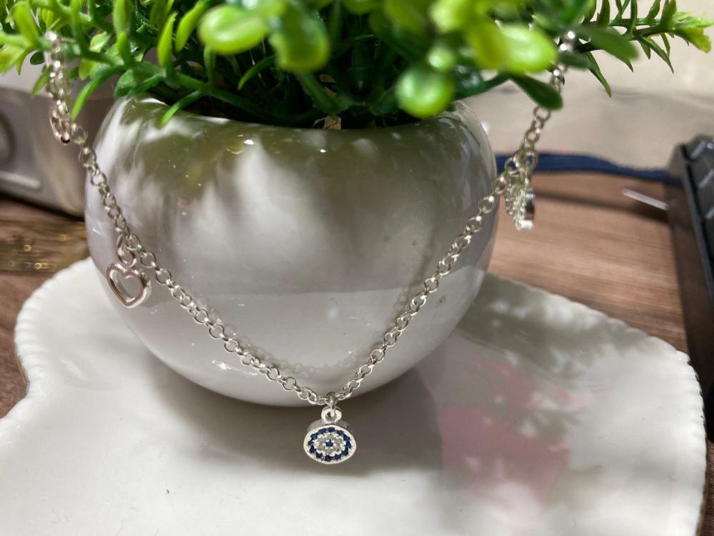 Pulseira olho grego coração