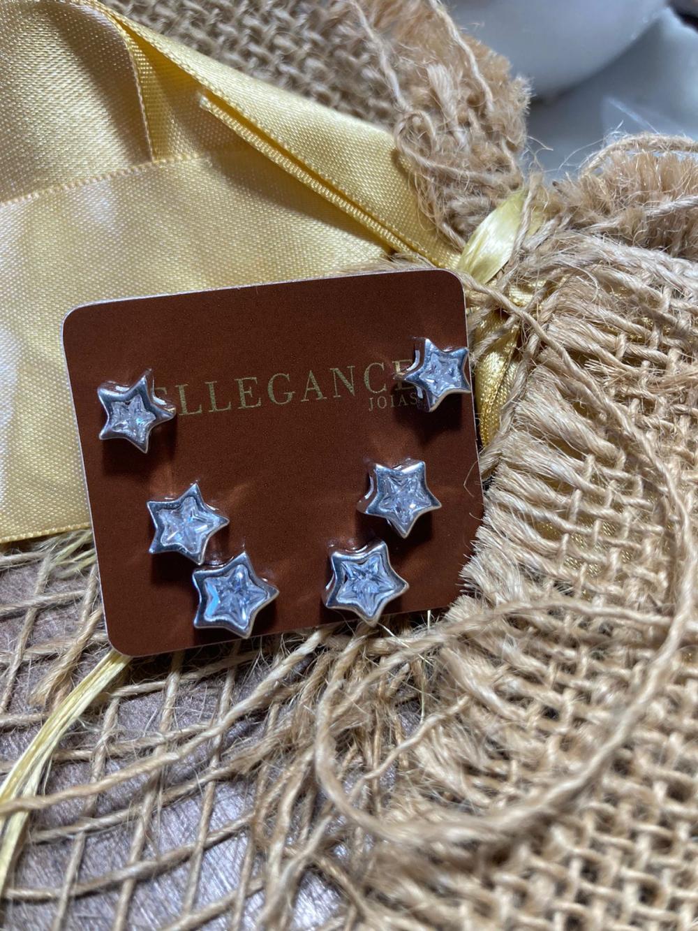Trio brincos estrelas