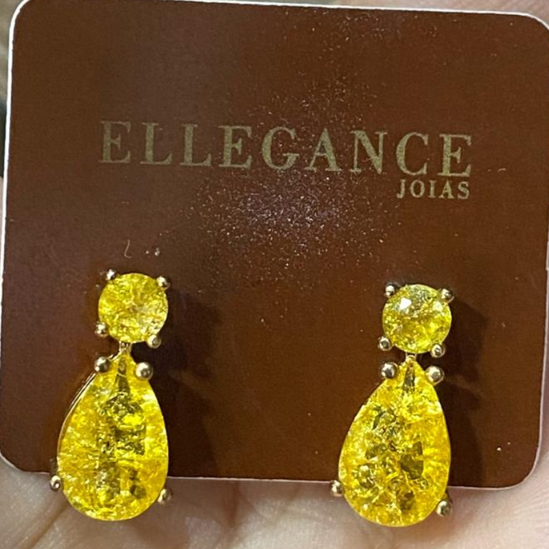 brinco quatro garras cristal amarelo