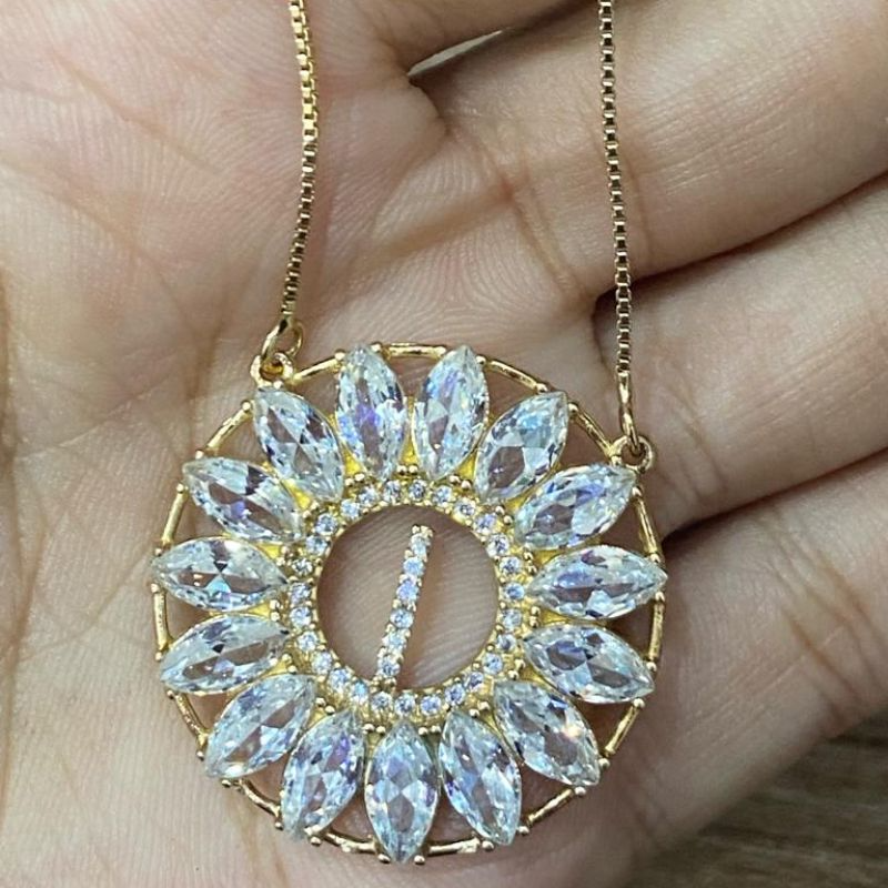 Colare com pedras de zircônia personalizado Letra I