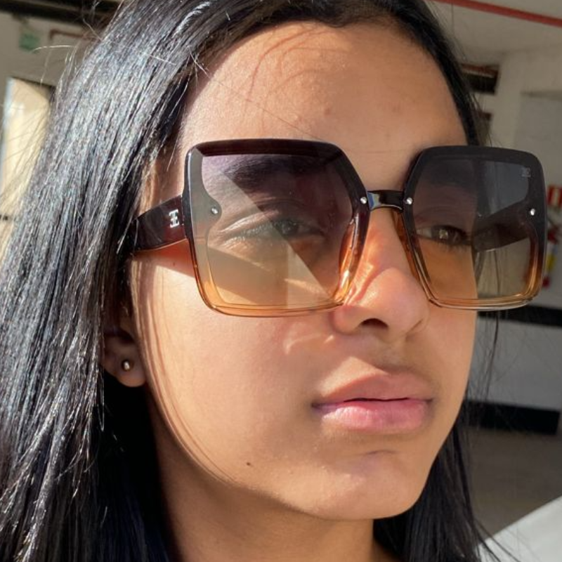 Oculos Quadrado Degrade Marrom escuro e claro