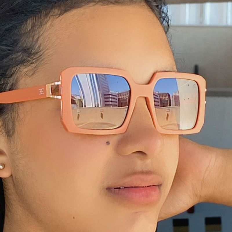 Óculos Quadrado Laranja Fosco