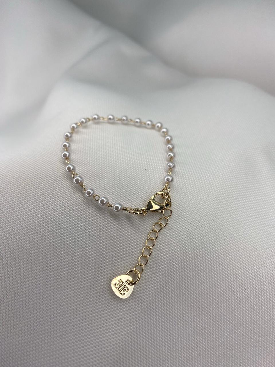 Pulseira infantil perolas com extensor
