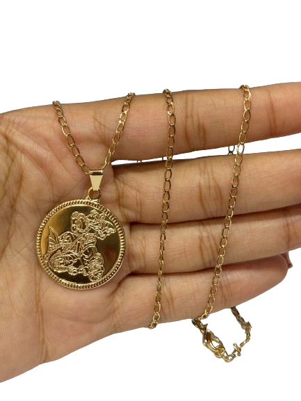 Colar Corrente elo simples Medalha São Jorge