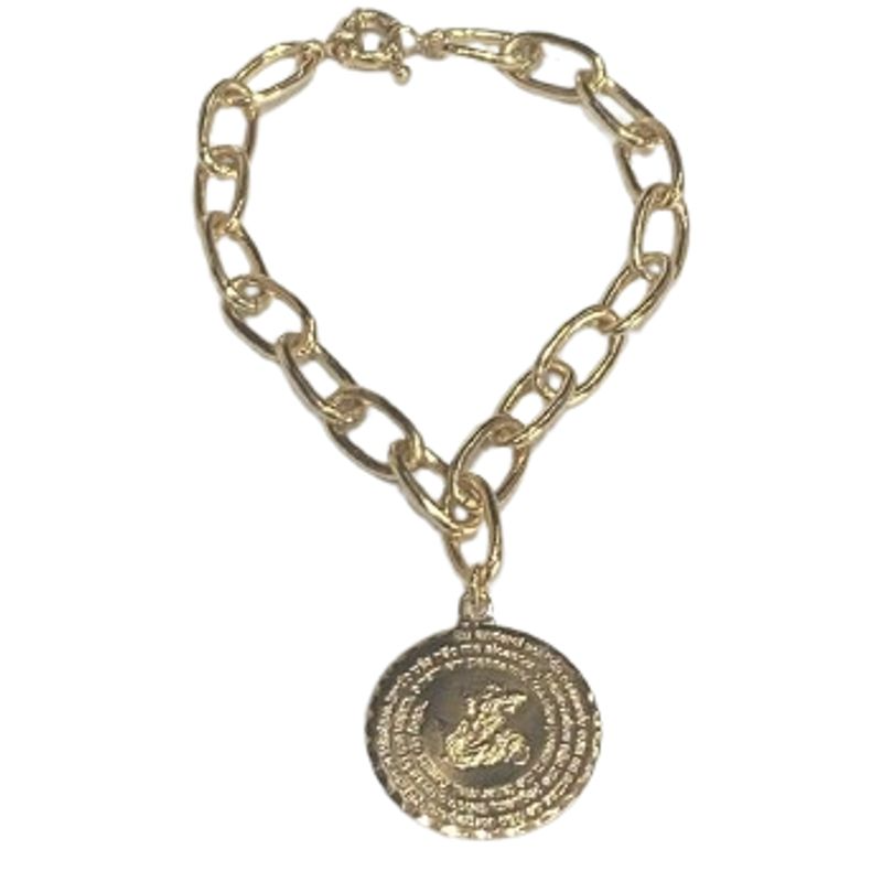 Pulseira elos Medalha São Jorge fecho boia