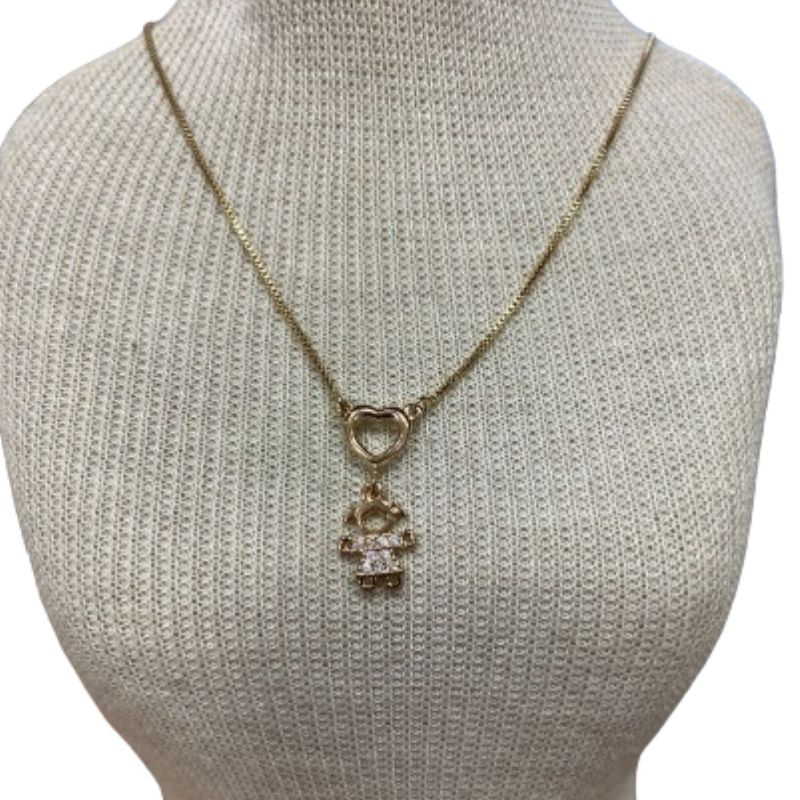 Colar Coração Menina Cravejado