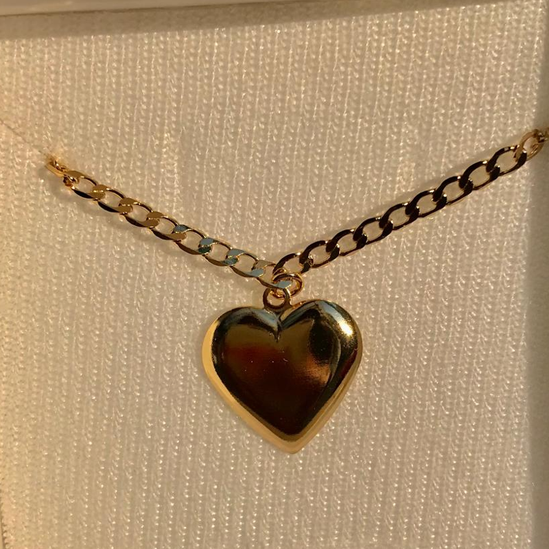 pulseira coração fino corrente grumet