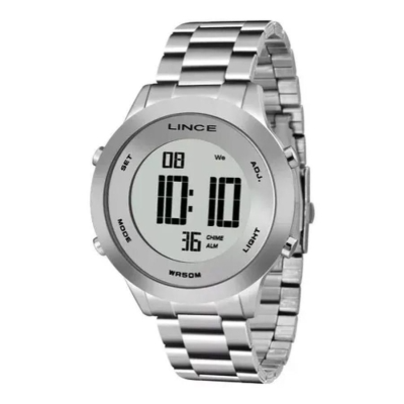 Relogio Lince digital redondo prata