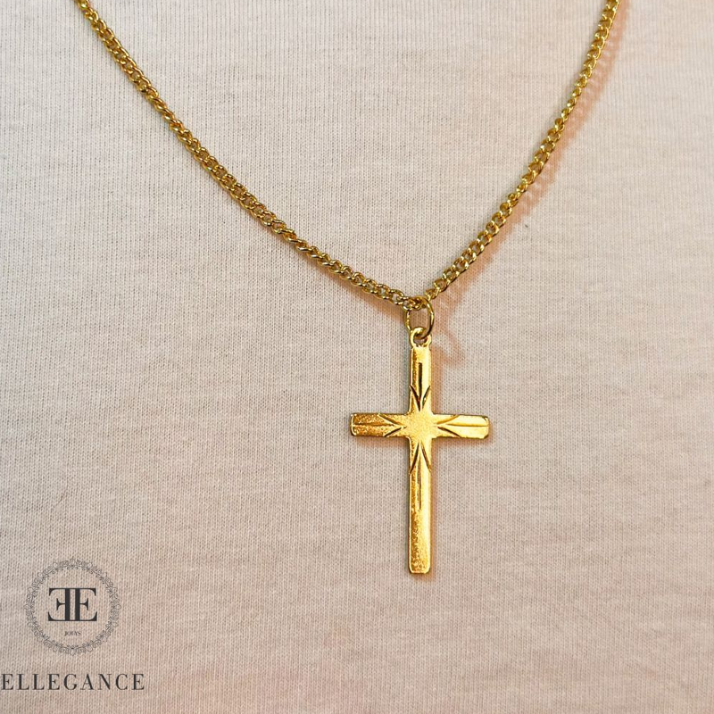 Colar Masculino Cruz Com Detalhes