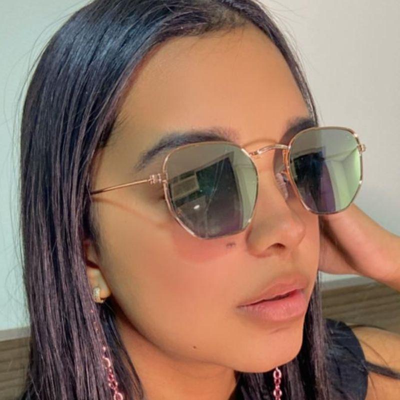 Oculos Lente Rose Armaçao Rose Detalhes Vinho