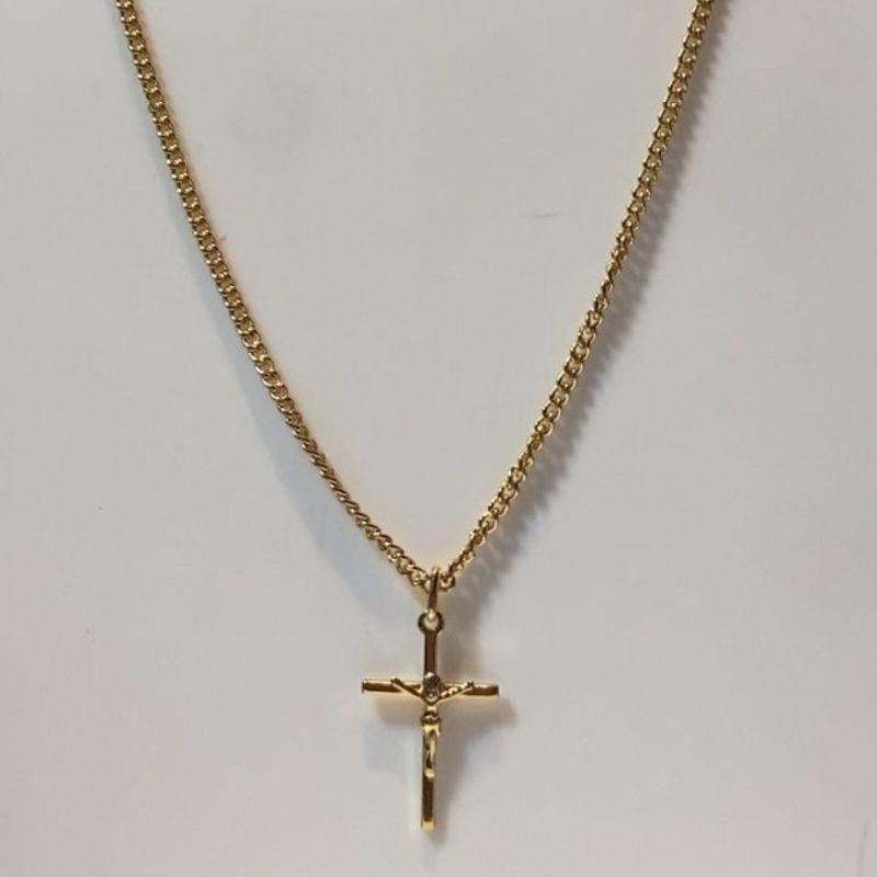 Colar Maculino Pingente Crucifixo Com Jesus