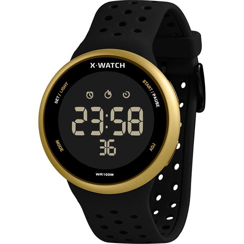 Relógio Digital Masculino Preto Detalhes Dourado