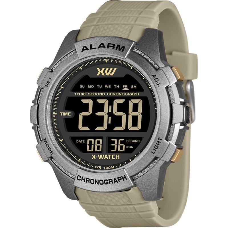 Relógio Digital Masculino Verde Exercito Fosco Detalhes Grafite e Dourado