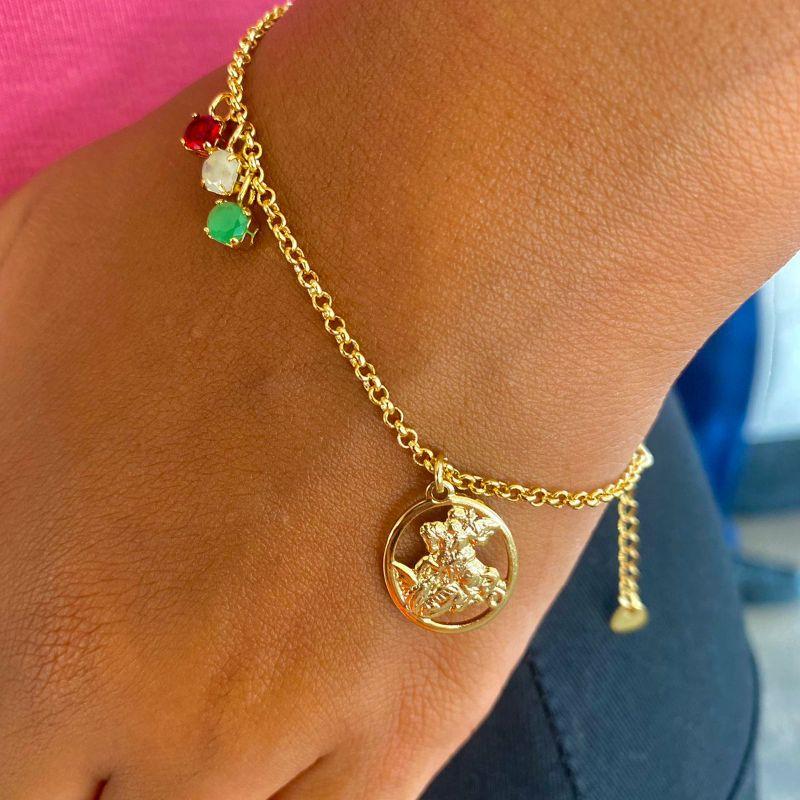 pulseira sao jorge ponto de luz vermelho,verde,branco