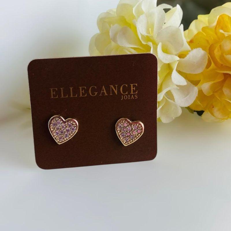 brinco coracao cravejado
