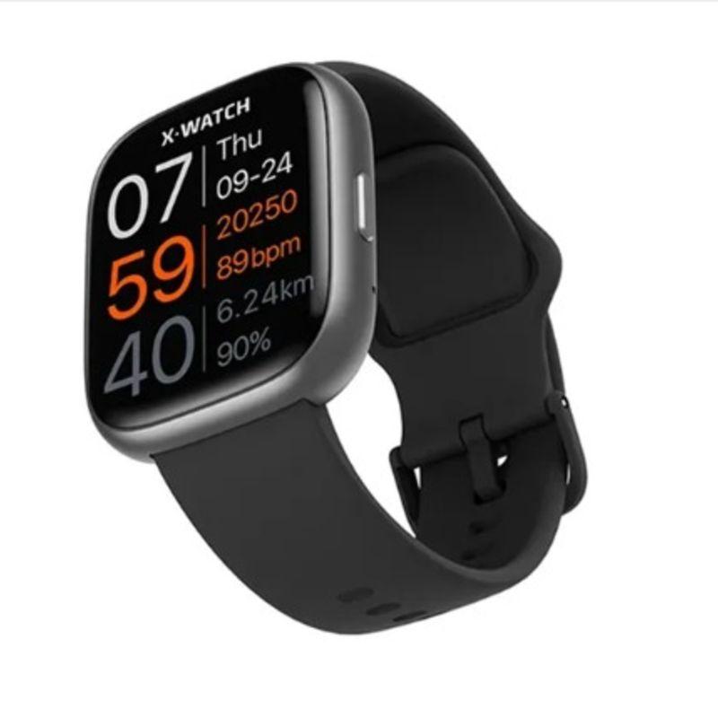 X-watch SmartWatch preto com pulseira de silicone preta ajustável