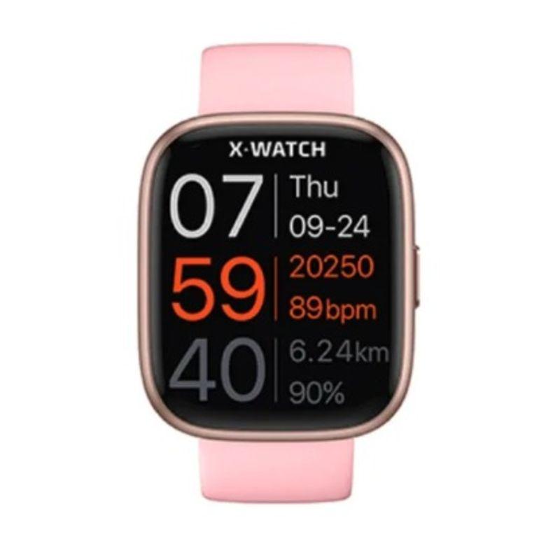 X-watch SmartWatch rose com pulseira de silicone rose ajustável