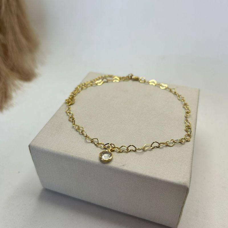 Tornozeleira malha de coração com ponto de luz